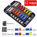 12V 32V Plastic Cover Fuse Box Holder M5 Stud With LED Indicator Light 6 Ways 12 Ways Blade for Auto Car Boat Marine Trike|Fuses