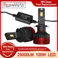 Braveway The Brightest Led Bulbs H1 H3 H4 H11 H7 Led Headlight Bulbs For Car H7 Led Canbus H4 Lights 12v/24v 100w 6000k 25000lm