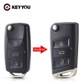 KEYYOU Modified 3 buttons Remote Key Shell Flip Folding Car Key Case For VW Golf 4 5 Passat b5 b6 polo Touran For Seat Skoda|Car