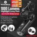 ROCKBROS Bike Front Light Rainproof USB Rechargeable Bicycle Light 1000LM Cycling Headlight LED 4800mAh Flashlight MTB Bike Lamp