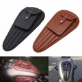 Black/Brown PU Leather Tank Chap Cover Panel Pad Bib Bra Bag Universal for Harley Sportster 883 1200 Honda Suzuki|Tank Bags| -