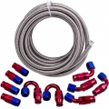 6AN AN6 5M 16FT PTFE Stainless Steel Braided Fuel Gas Oil Line Hose Assembly kit 0+45+90+180 degree+10 pcs End Fitting Kit|Fuel