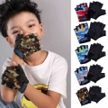 1 Pair Child Cycling Camouflage Children's Half Finger Bicycle Gloves High Elastic Non slip Bike Gloves Riding Equipment|Cyc