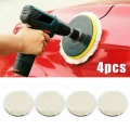 4PCS Car Wool Waxing Polishing Scrub Pad 3inch Bonnets Sanding Buffer Plate Polisher Drill Attachment Wax Polishing Buffing Pad|