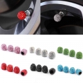 4pcs New Crystal Car Tire Valve Caps Diamond Shining Dust-proof Wheel Caps Vehicle Bling Car Charms Decor Automobiles Accessory