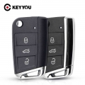 KEYYOU For Volkswagen Passat Golf 7 MK7 Skoda Seat Leon For Skoda Octavia 3 Button Flip Folding Replacement Car Key Tail Metal|C