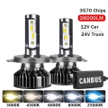 2pcs 26000lm H7 H4 Led 6000k 8000k Hb3 Hb4 9005 9006 H1 H8 H9 H11 Bulb Canbus 18000lm 80w Headlight For 12v Car 24v Truck - Car