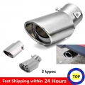 Universal Car Exhaust Muffler Tip Round Stainless Steel Pipe Chrome Exhaust Tail Muffler Tip Pipe Silver - Mufflers - Officemati