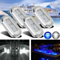 4Pcs Marker Light 3 LED Boat Marine Grade 12V Large Waterproof Cool Blue LED Courtesy Lights Stair Deck Turn Signal Lighting|Mar