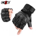 Touch Screen Pu Leather Motorcycle Half Finger Glove Motorbike Motocross Moto Hard Fingerless Riding Biker Protective Gear - Glo