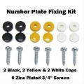 New 6Pcs Car Number Plate Fixing Fitting Kit Screws And Caps Convenient Durable Black White Yellow Caps#294009|Nuts