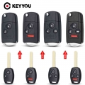 Keyyou 2/3/4 Buttons Modified Filp Remote Key Shell Fob Case For Honda Fit Crv Civic Insight Ridgeline Hrv Jazz Accord 2003-2013