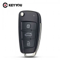 KEYYOU No Blade 3 Button Folding Flip Remote Car Key Shell Case For AUDI A2 A3 A4 A6 A6L A8 TT Key Fob Case Replacement|Car Key|