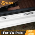 Car-styling Stainless Steel Side Door Scuff Plate Door Sill Trim Fit Car Accessories For Vw Volkswagen Polo 2011