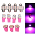 11pcs Auto Car Interior Bright Purple Led Bulb Light Parking Backup T10 & 31mm License Plate Dome Lights - Signal Lamp - Off