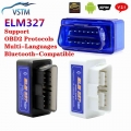 For Odb2 Obdii Protocols Car Adapter Elm327 Bluetooth V2.1 Car Diagnostic-tool Mini Elm 327 Obd Scanner Tool - Code Readers &