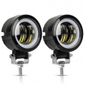 2 Pcs / 1 Pc 3 Inch 40w Waterproof Round Led Angel Eyes Light Bar 12v 24v 6500k White Bluefor Motorcycle Offroad Led Work Light