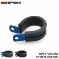 10PCS x AN3 AN4 9.5mm I.D BLUE/BLACK Aluminium Rubber Lined Cushioned P Clamp / Clip EP GBPLCC90 06|cushion clamp|clamps rubberb