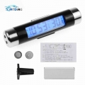 2in1 Car Auto Lcd Clip-on Digital Temperature Thermometer Clock Calendar Automotive Blue Backlight Clock - Diagnostic Tools - Of