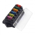 Car Van Ship Ocean 6 Way Chip Fuse Block Bracket With Cover + 6 Blade Fuse Block 12 V / 24 V Multicolor|Fuses| - ebikpro.