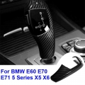 Car Gear Lever Shift Knob Cover Black For BMW X5 X6 E70 E71 2008 2013 Carbon Fiber Gear Lever Shift Knob Cover Trim|Interior Mou