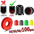 10/25/50/100 Pcs Tire Valve Caps Black,with O Rubber Ring, Universal Stem Covers For Cars Bike And Bicycle, Trucks, Motorcycles