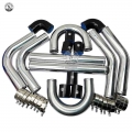 2.0 2.25 2.5 2.75 3.0" INCH 51 57 63 70 76mm UNIVERSAL 2MM THICKNESS ALUMINUM INTERCOOLER TURBO PIPE PIPING KIT|Supercharge