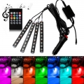 Car Interior Atmosphere LED RGB Strip Light Dash Floor Foot RGB LED Strip Decorative Light Music sound Control Multiple lighting