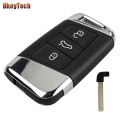 Okeytech 3 Buttons Smart Car Key Shell Case For Volkswagen Vww Passat B8 New Magotan B5 Skoda A7 Variant Auto Insert Key Blade -