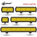 NLpearl Yellow Offroad LED Bar 4 20inch 12V 24V LED Light Bar for Car Turck Boat Tractor 4x4 Atv Spot Flood LED Work Light Bar|