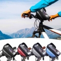 6.4in Bicycle Bag Waterproof Bike Head Tube Handlebar Case Portable Touchscreen Phone Holder Cycling Pouch Bicycle Accessories|B