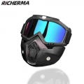 Winter Sport Motocross Glasses With Mouth Mask Removable Motorcycle Glasses Cycling Dirt Bike Racer Ski Mask Sunglasses Goggles