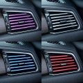 10pcs Car Styling Air Outlet Trim Strip Air Vent Grille Switch Rim Trim Outlet Scratch Guard Protector Interior Car Decor Strip