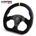 330mm 13inch Racing Drift Flat Steering Wheel Suede Leather Black Stitching Steering Wheel Fit Car And Simulation Racing Game -