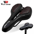 West Biking Bike Saddle Sponge Cushion Pu Leather Surface Silica Filled Gel Comfortable Cycling Seat Shockproof Bicycle Saddle -