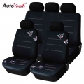 Autoyouth Butterfly Embroidered Car Seat Cover Universal Fit Most Vehicles Seats Interior Accessories Black Seat Covers - Automo