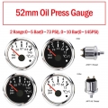 New 52mm Oil Pressure Gauge 0 5Bar 0 73psi For Marine Boat Oil Pressure Indicator Meter Sensor 10 185Ω 12V/24V With Alarm|Oil Pr