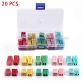 20pcs Auto Fuse Mini Square Fuse 20A 30A 40A 50A 60A AMP Set Automotive Car Fuse with Plastic Box Assortment|Fuses| - Officema