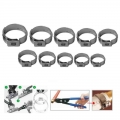 10pcs Single Ear Stainless Steel Hydraulic Hose Clamps Fuel Air Water Pipe Hose O Clips Train Boat Ship Auto Car Accessories - H