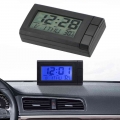 Car LCD Digital Display Clock Self Adhesive Auto Watch Thermometer Temperature Display Electronic Clock Car Ornaments|Clocks|