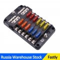 12 Way Fuse Box Holder With LED Warning Indicator Light For Auto Car Boat Motor Yacht Marine Trike Plastic Cover Blade Block|Fus