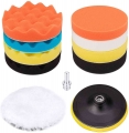 3inch Car Polishing Disc 11pcs/set Self-adhesive Buffing Waxing Sponge Wool Wheel Polishing Pad For Car Polisher Drill Adapter -