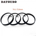 DATOUBO 4 pcs black plastic material car wheel hub centric rings, size 74.1 mm 72.6 mm, 74.1 to 71.6 mm, 74.1 64.1 centric ring|