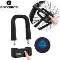 ROCKBROS Bicycle Lock Cycling Fingerprint Lock Anti theft USB Rechargeable Key Emergency U Moto Door Bike Lock Accessories|Bicyc