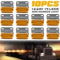 10pcs 12-24v 15 Led Side Marker Light Car External Lights Squarde Warning Tail Light Signal Lamp Auto Trailer Truck Lorry - Truc