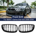 Front Bumper Kidney Grill for BMW E92 E93 M3 2006 2009 Gloss Black Dual Line Grille Car Styling Racing Grilles Replacement Part|