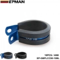 10PCS x AN8 15.90mm I.D Black/Blue Aluminium Cushioned P Clip / Tubing Clamp EP GBPLCC90 10|an8 black|blue aluminumcushion clamp