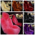 Car Seat Cover Sheepskin Genuine Long Wool Front Seat Cover Universal Car Cover Cushion Accessories for 99% Car Models Sedan SUV