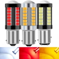 2pcs 1157 Bay15d P21/5w Led 1156 Ba15s P21w Py21w Bau15s White Red Car Tail Bulb Brake Lights 12v Auto Reverse Lamp Signal Light