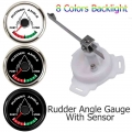 52mm Boat Marine Rudder Angle Indicator 0 190 ohm With Rudder Angle Sensor 8 color backlight 12V/24V|Speedometers| - Officemat